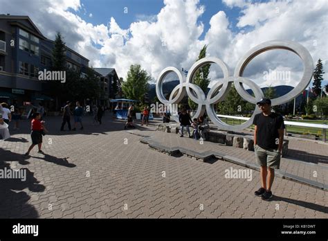 Olympic Plaza And The Olympic Rings At Whistler Resort British
