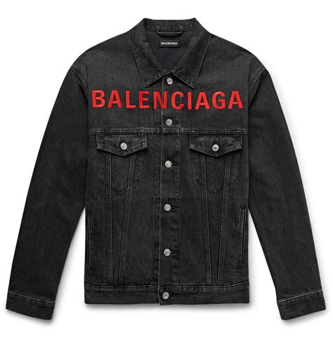 Balenciaga Logo Embroidered Denim Jacket In Black For Men Lyst