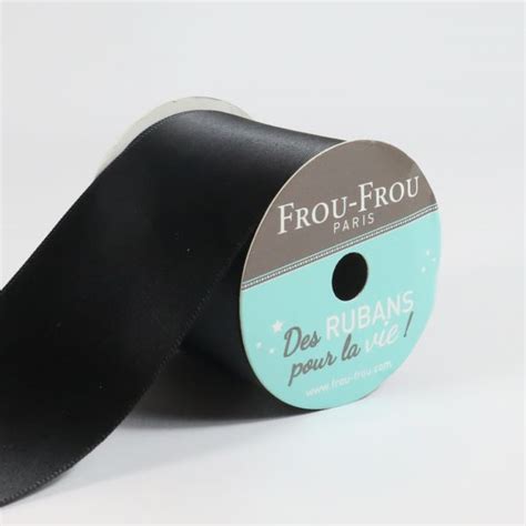 Bobinette Ruban Satin double face Frou Frou Noir de jais 50 mm x 4 mètres