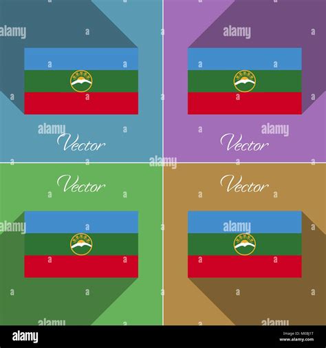 Flags Of KarachayCherkessia Set Of Colors Flat Design And Long Shadows