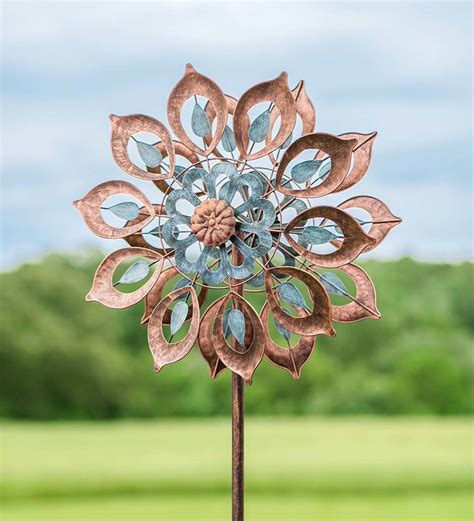 Copper Colored Metal Lily Wind Spinner All Wind Spinners Wind