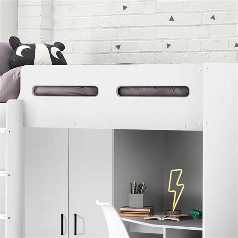 Hercules White Wooden High Sleeper Happy Beds