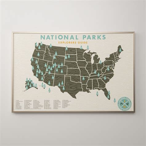 √ Poster National Parks Map Usa