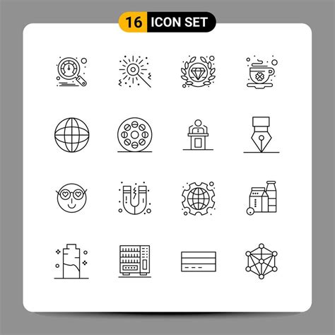 Set Of Vector Outlines On Grid For Media Internet Seo Globe Day