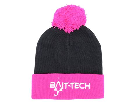 Bait- Tech Bobble Hat Black Pink Trim – Bait-Tech