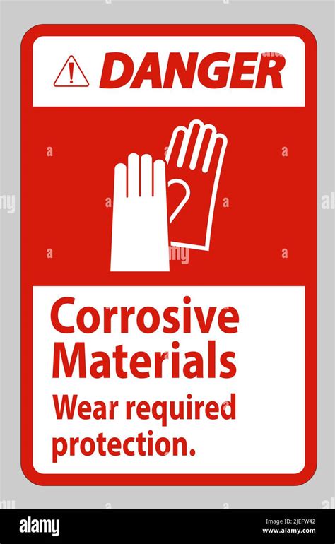 Danger Sign Corrosive Materials Wear Required Protection Stock Vector