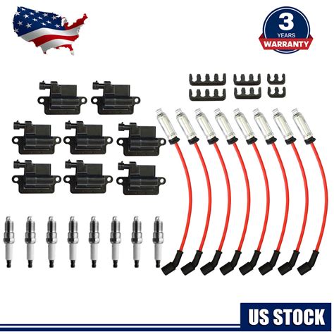 8 Pack Square Ignition Coil And Spark Plug Wire For Chevy Gmc 4 8l 5 3l 6 0l 8 1l Ebay