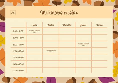 Horario Escolar Simple Para Escuelas A Editar Class Schedule Template