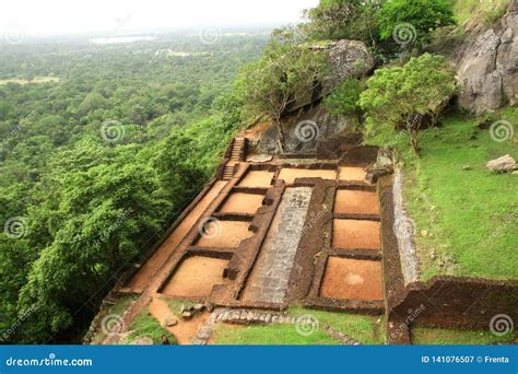 Ruins Of Fortress On Sigiriya Rock Sri Lanka Stock Image Image Of