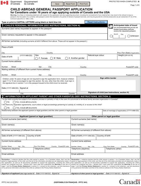 Passport Application Form Pptc 042 Printable Form 2024