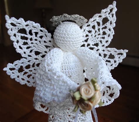 Crochet Christmas Angel Tree Topper White With A Silver Halo Etsy