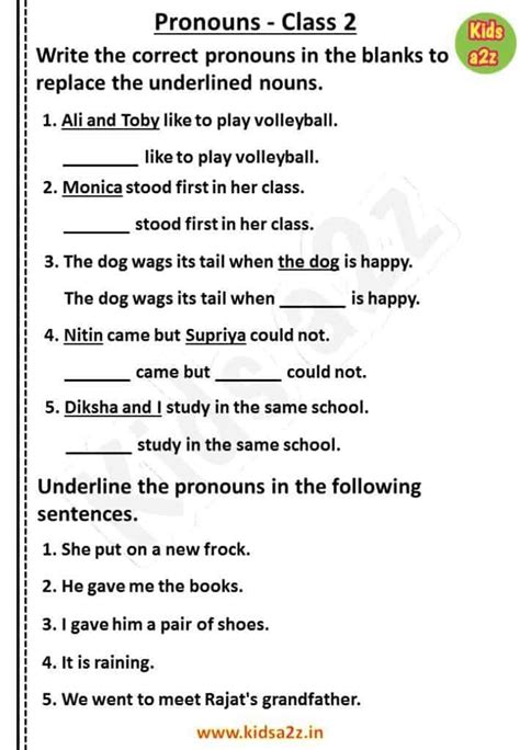 An English Worksheet With The Words Pronouns Class 2