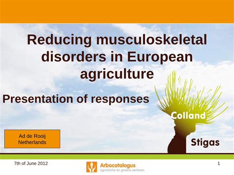 Pdf Reducing Musculoskeletal Disorders In European Agriculture