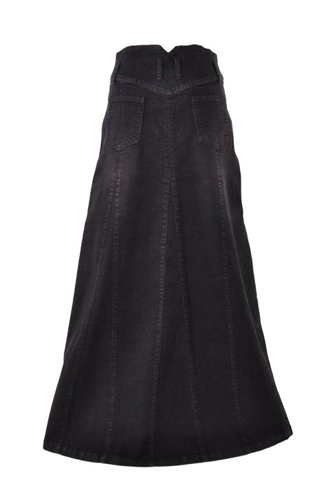 Skirt Details Floor Length 41 And Regular Fit Stretch Black Denim