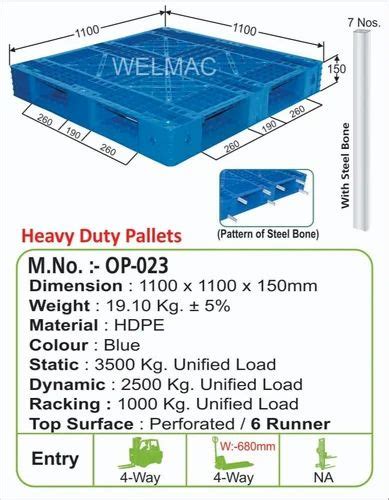 Heavy Duty Plastic Pallets, 1100X1100X150 at Rs 3286 in Morbi | ID ...