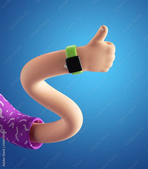 3d render, abstract cartoon character flexible wavy boneless hand ...