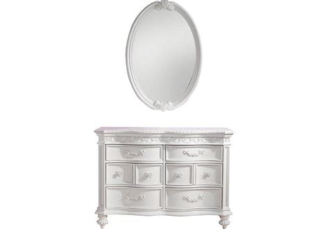 Disney Princess White 6 Drawer Dresser And Oval Mirror Set Dresser