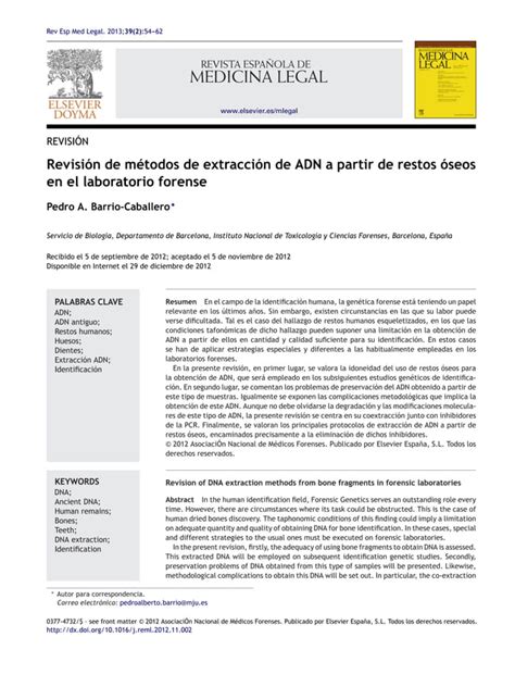 Revisión de métodos de extracción de ADN a partir de restos óseos en el