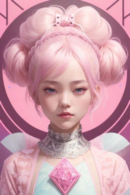 Korean Student Fashion Short Blonde Hair Pigtail Bobs And Pink Space