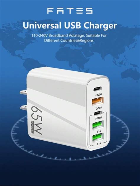 3usb2pd Multi Port Charger Maximum Support 65w Suitable For All Mobile Phones Shein Usa