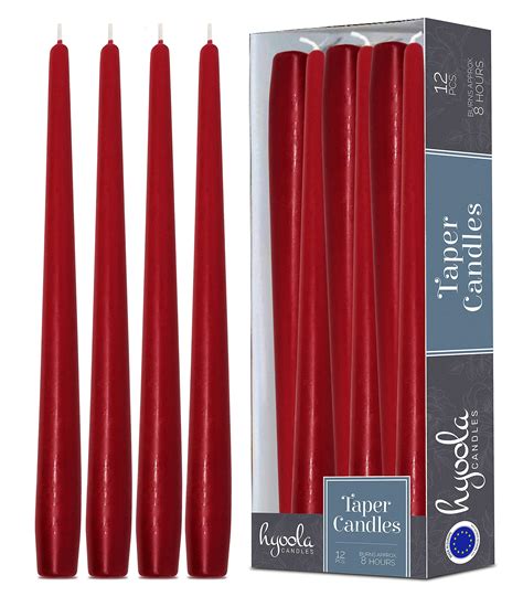 Buy Hyoola Tall Taper Candles 10 Inch Cherry Red Unscented Dripless Taper Candles 8 Hour