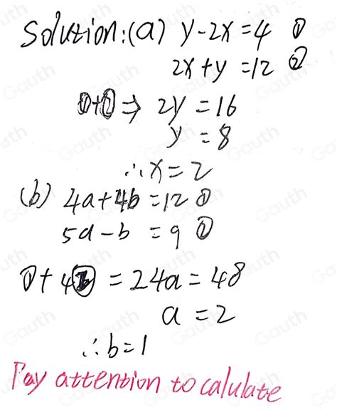 Solved 2 Solve The Following Simultaneous Equations By The Elimination Method A Y 2x4 B