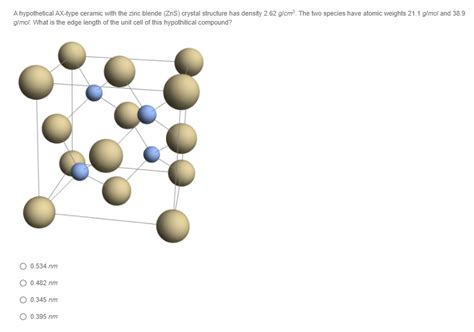 Solved A Hypothetical Ax Type Ceramic With The Zinc Blende Chegg