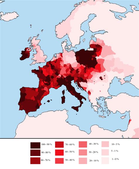 Distribution Of Catholics In Europe 2020 Based On Pew Catholic