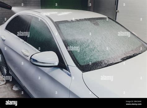 Close Up Cleaning Car Using High Pressure Waterhigh Pressure Jet