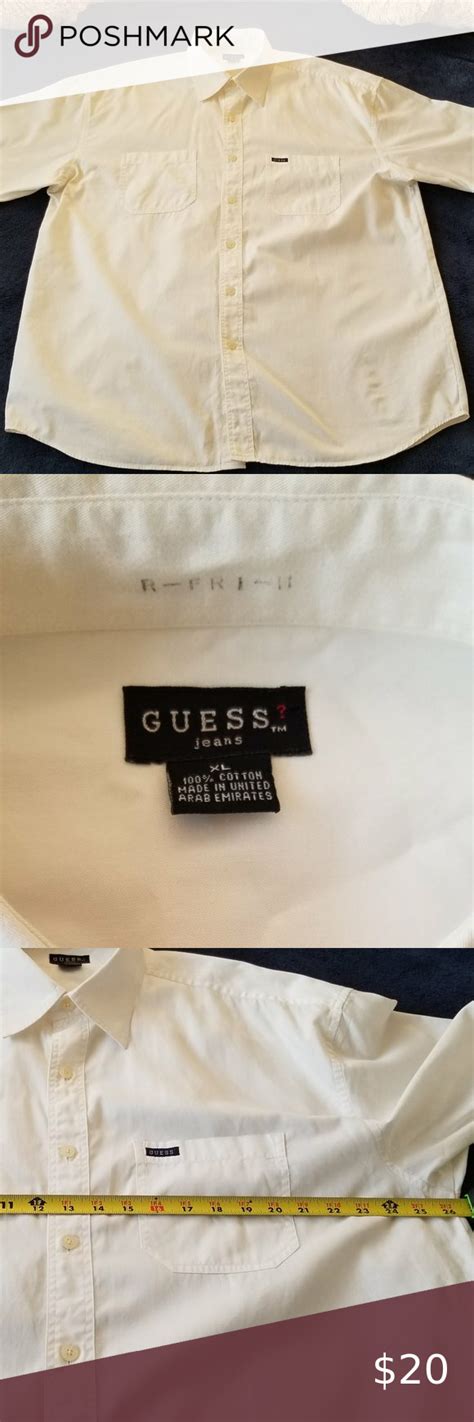 Guess Mens Short Sleeve Xl White Shirt Two Pockets Guess Men Guess