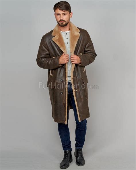 Oakly Shearling Sheepskin Car Coat For Men FurHatWorld Car Coat