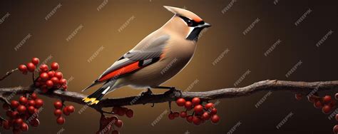 Premium Photo A Beautiful Japanese Bohemian Waxwing Birds