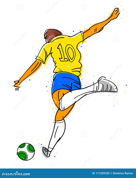 Jugador Brasile O Corriendo A Patear El Bal N En Colores Ilustraci N