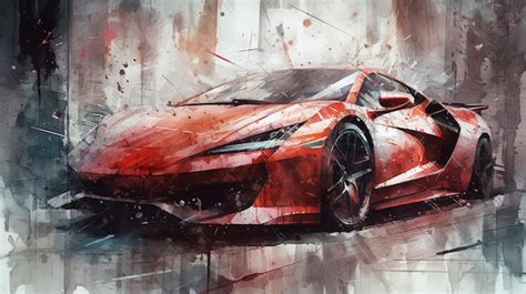 Premium Photo A Painting Of A Red Sports Car With The Word