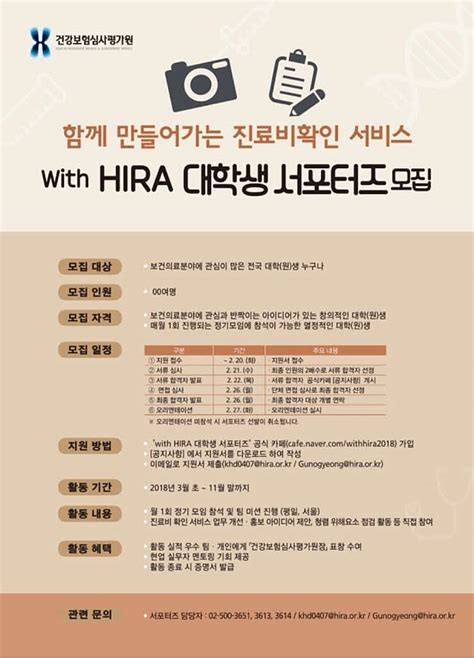 건강보험심사평가원 With Hira 대학생 서포터즈 모집 공모전 대외활동 링커리어