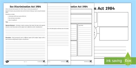 Sex Discrimination Act 1984 Resource Pack Teacher Made