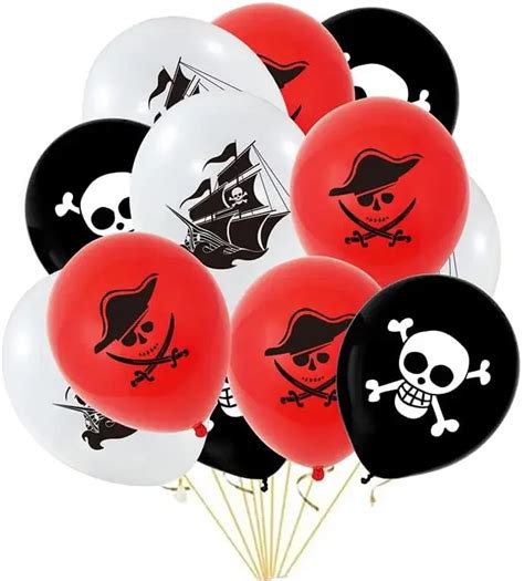 12pcs Caribbean Pirates Party Balloons Pirate Skull Latex Balloon