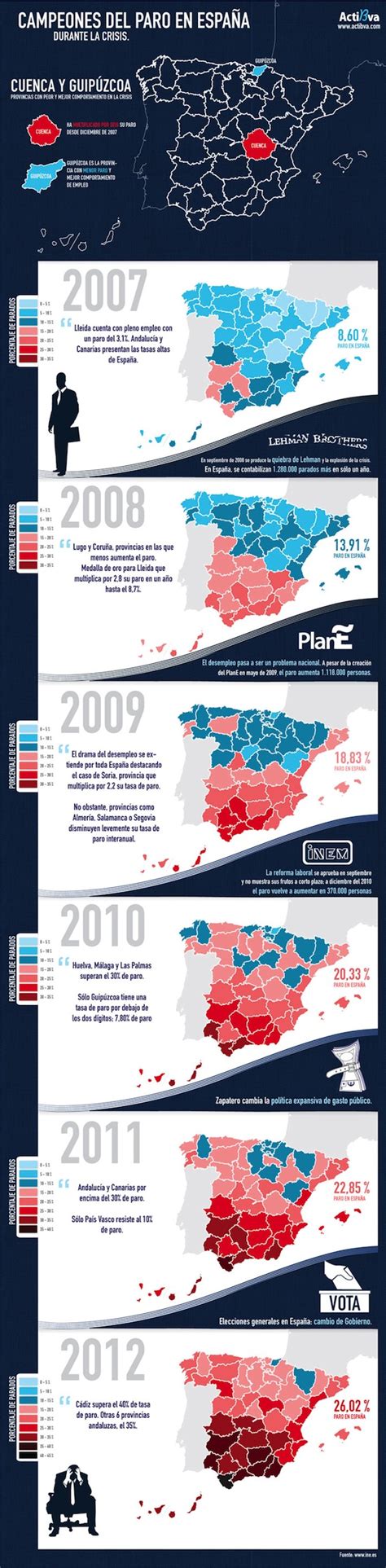 Mapa Del Paro En España 2007 2012 Infografia Infographic Tics Y