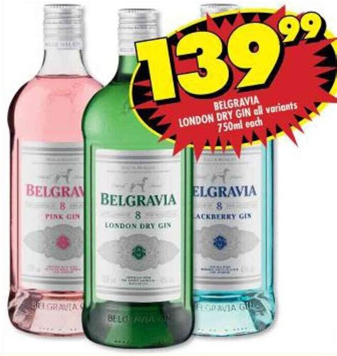 Belgravia London Dry Gin All Variants 750ml Each Offer At Shoprite