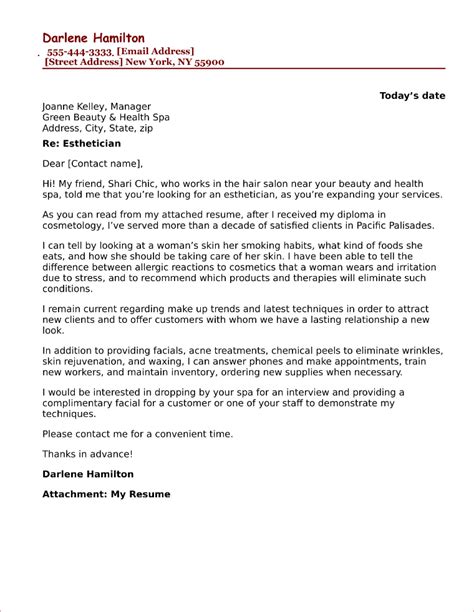 Esthetician Cover Letter Template