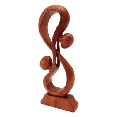 Hand Crafted Romantic Wood Sculpture Acrobat Lovers Novica