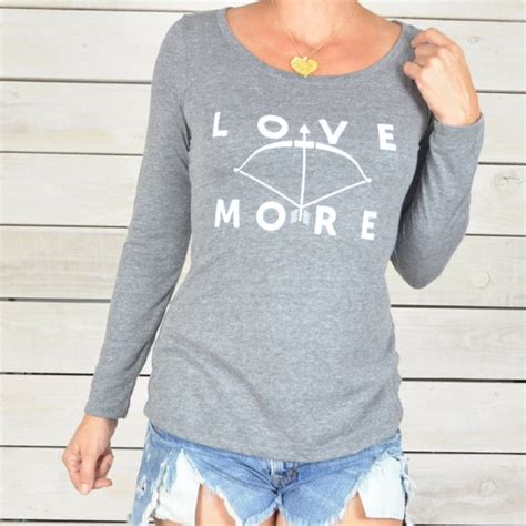 Love More Heather Grey Long Sleeve Scoop Neck Tee