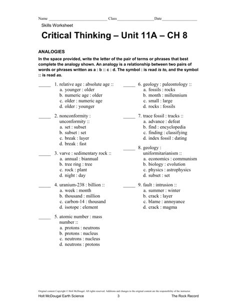 Skills Worksheet Critical Thinking Analogies Pro Worksheet