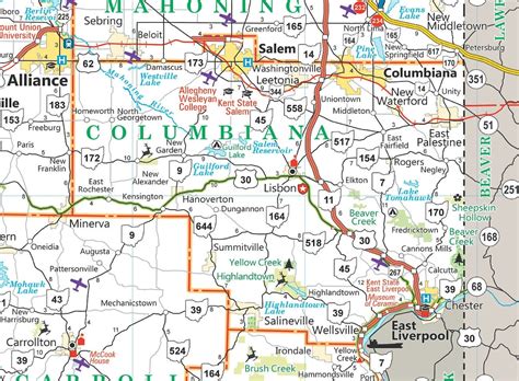 COLUMBIANA COUNTY OHIO Map Poster Picture Photo Print Banner East ...