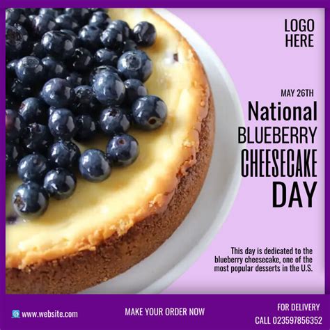 National Blueberry Cheesecake Day Poster Template Postermywall