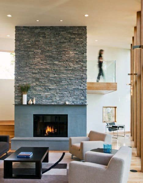 Top Best Stacked Stone Fireplace Ideas Interior Designs