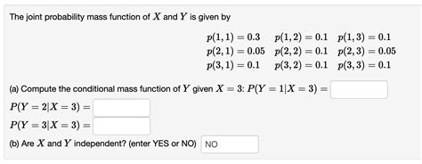 Solved The Joint Probability Mass Function Of X And Y Is Chegg