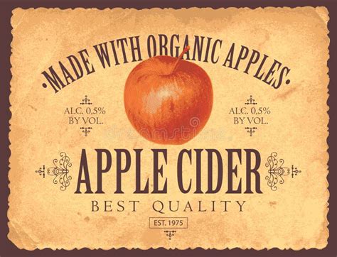 Label For Apple Cider With Apple In Retro Style Stock Vector