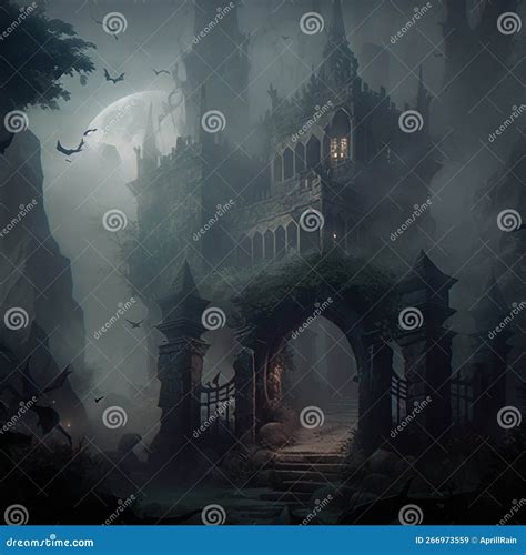 The Surroundings Of A Gloomy Gothic Castle Royalty Free Illustration