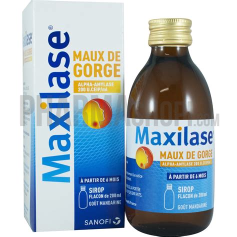 Maxilase Maux De Gorge Alpha Amylase Sirop Flacon De 200ml